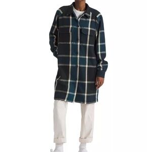 The North Face Valley Twill Utility Coat cream and white plaid L NWT